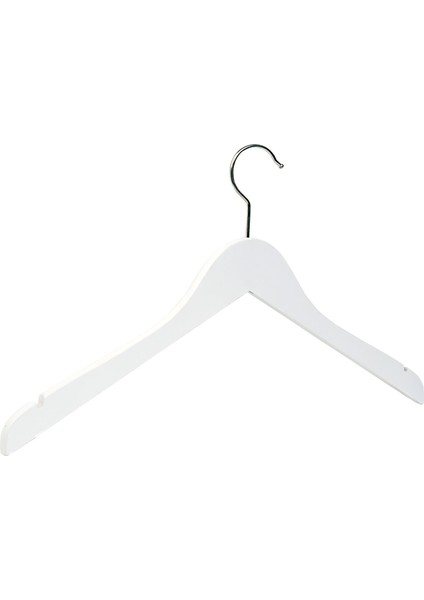 Ahşap Askı Şık Elbise Gömlek Askısı Beyaz Renk 8 Adet