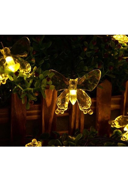30 LED 4 M Güneş Enerjili Kelebek Gün Işığı 8 Mod LED Bahçe Teras Balkon Ağaç Solar Aydınlatma