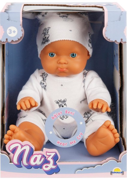 Naz Saçsız Et Bebek Sesli Gülen & Ağlayan 23 cm