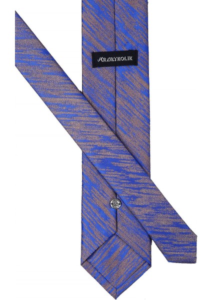 Mavi Motif Desen Mendilli Klasik Kravat KK10519