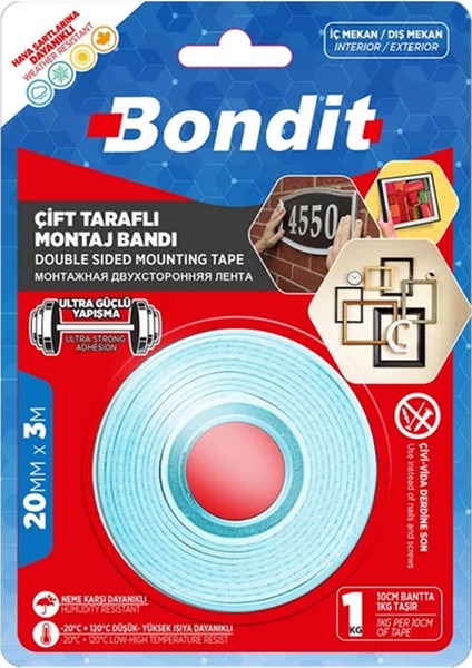 Çift Taraflı Montaj Bandı 20 mm x 3 Metre (BNMD2030)