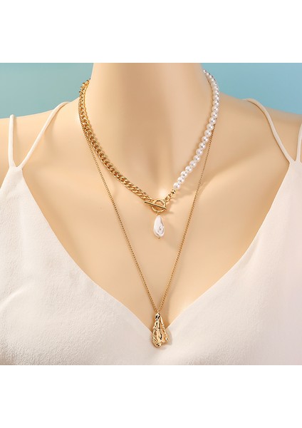 2 Katmanlı Yapay Incil Gold Alloy Kadın Zincir Kolye EN22 fırsatları
