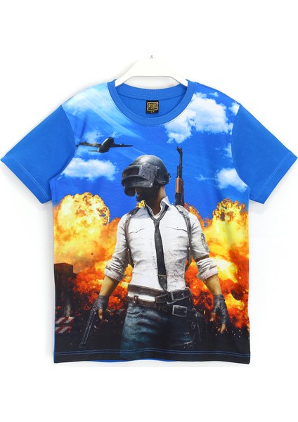 Pubg Dijital Baskılı Erkek Çocuk T-Shirt 6 - 13 Yaş Mavi