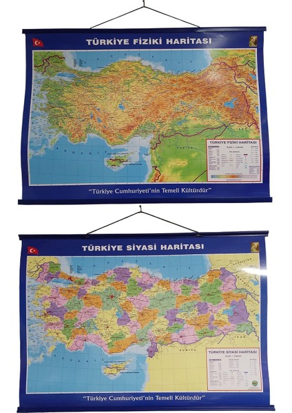 Türkiye Çift Taraflı Siyasi ve Fiziki Haritası 50X70 cm fiyatları