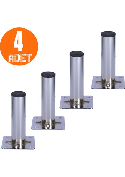 Dolap Mobilya Baza Koltuk Kanepe Masa Sehpa Ayağı Metal Ayakları 10 Cm Krom (4 ADET)
