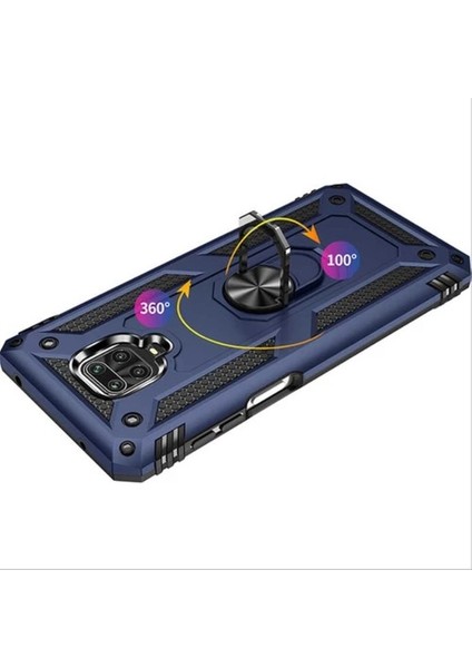 Inoomi Xiaomi Redmi Note 9 Pro Cross Military Vega Tank Zırh Metal Yüzüklü Standlı