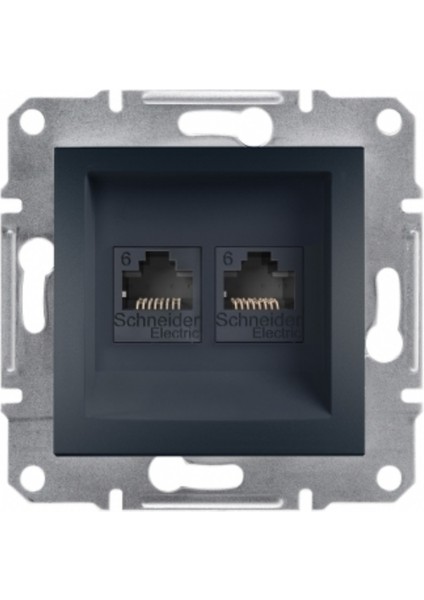 Asfora Antrasit 2*RJ45CAT6 - Utp Ikili Data Prizi