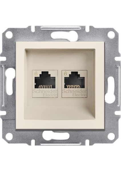 Asfora Krem 2*RJ45CAT6 - Utp Ikili Data Prizi