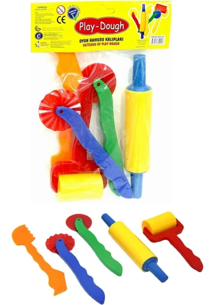 Play Dough Oyun Hamur Kalıbı Merdane Silindir Kesici 5 Parça 1 Paket