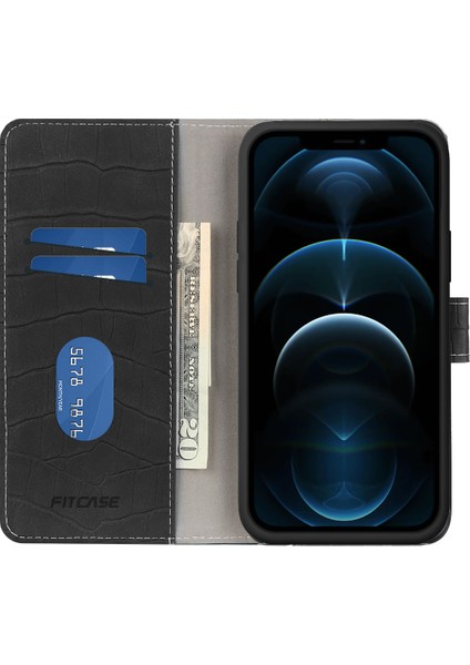 Apple iPhone 12 / 12 Pro Kroko Desen Kapaklı Cüzdanlı Kılıf fiyatları