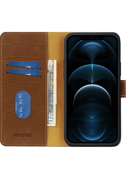 Apple iPhone 12 / 12 Pro Kroko Desen Kapaklı Cüzdanlı Kılıf fiyatları