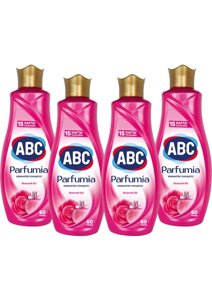 Abc Parfumia Romantik Gül Konsantre Yumuşatıcı 1440 ml 4'lü Seti