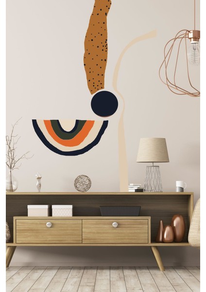 Bohem Tarzı Gökkuşağı ve Şekiller Soyut Sanat Özel Tasarım Duvar Sticker