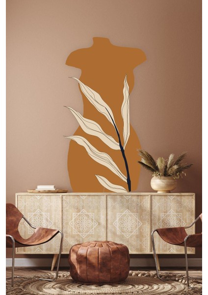 Bohem Tarzı Soyut Sanat Kadın ve Yapraklar Özel Tasarım Duvar Sticker fiyatları
