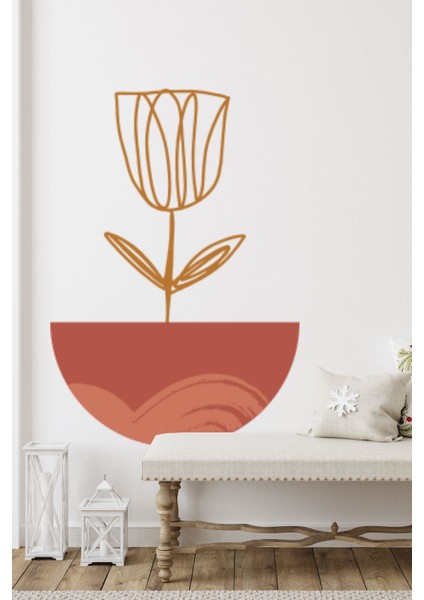 Bohem Tarzı Saksıda Çiçek Soyut Sanat Özel Tasarım Duvar Sticker fiyatları