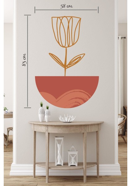 Bohem Tarzı Saksıda Çiçek Soyut Sanat Özel Tasarım Duvar Sticker modelleri