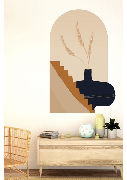 Bohem Tarzı Merdivendeki Vazo Soyut Sanat Özel Tasarım Duvar Sticker fiyatları