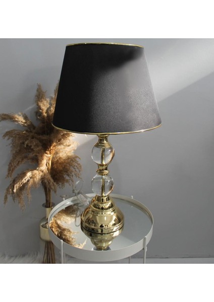 Kristal Toplu Masa Lambası Siyah Şapkalı MD-CLK002-GDS