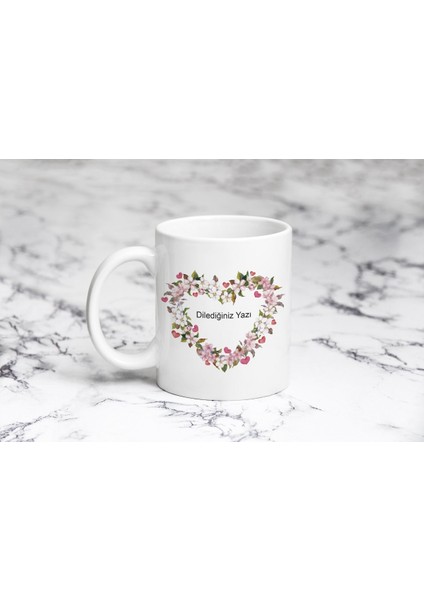 Çiçekli Yazı Kupa Bardak