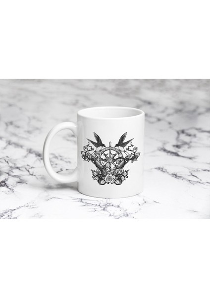 Korsan Siyah Beyaz Kupa Bardak