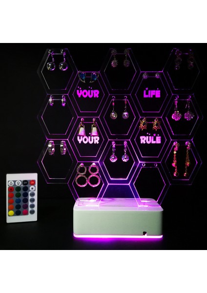 Kadınlara Özel 3D Küpe Standı Masaüstü Dekoratif LED Lamba