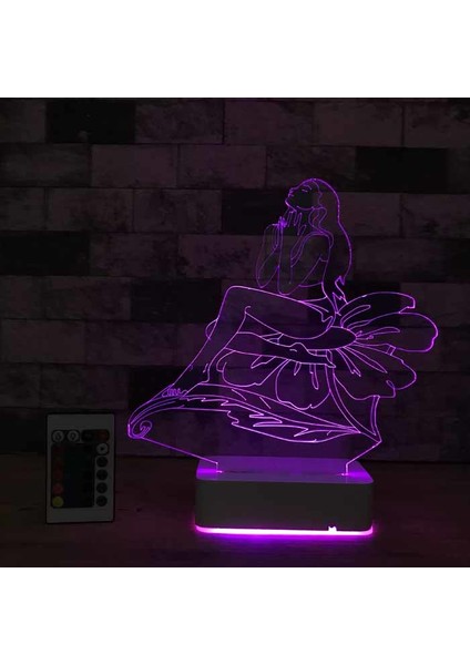 Özel Tasarım Deniz Kızı 3D 16 Renk Dekoratif LED Lamba