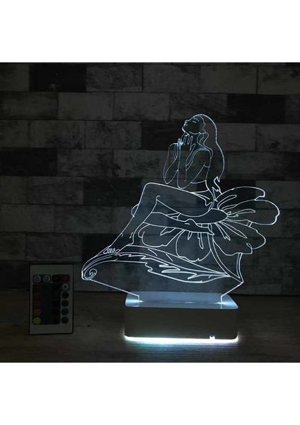Özel Tasarım Deniz Kızı 3D 16 Renk Dekoratif LED Lamba
