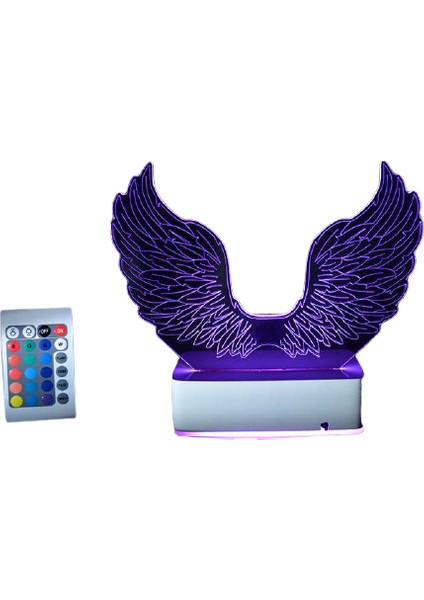 Özel Tasarım Melek Kanatları 3D 16 Renk Dekoratif LED Lamba