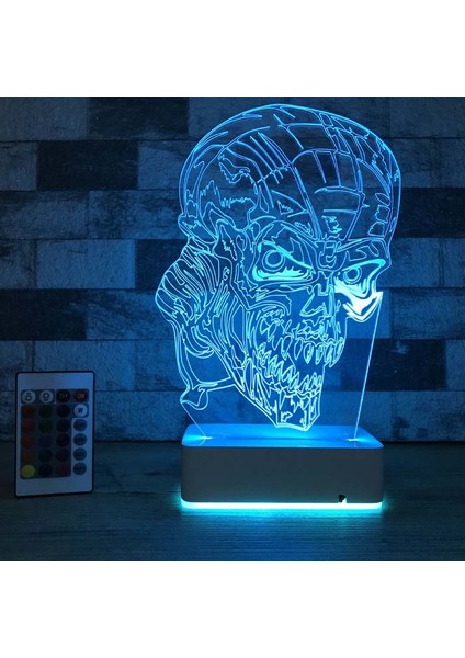 Özel Tasarım 3D Fantastik Kurukafa 16 Renk Dekoratif LED Lamba modelleri