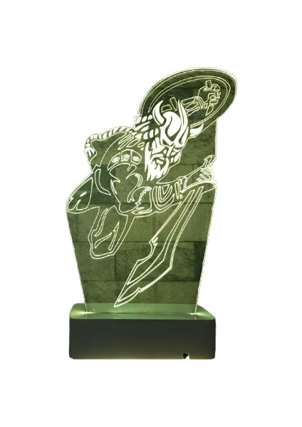 Özel Tasarım 3D Kılıç ve Kalkanlı Viking 16 Renk Dekoratif LED Lamba