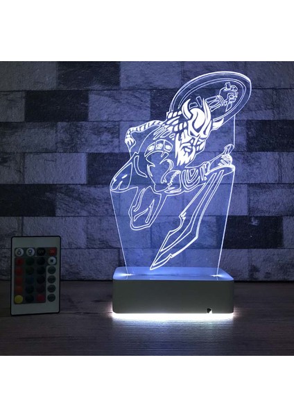 Özel Tasarım 3D Kılıç ve Kalkanlı Viking 16 Renk Dekoratif LED Lamba modelleri