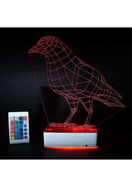 Özel Tasarım Karga 3D 16 Renk Dekoratif LED Lamba