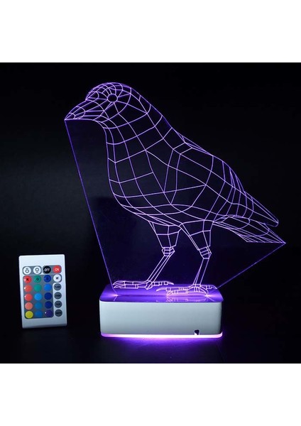 Özel Tasarım Karga 3D 16 Renk Dekoratif LED Lamba