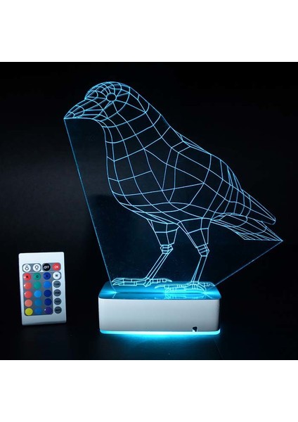Özel Tasarım Karga 3D 16 Renk Dekoratif LED Lamba