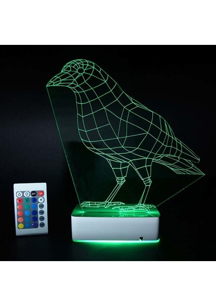 Özel Tasarım Karga 3D 16 Renk Dekoratif LED Lamba