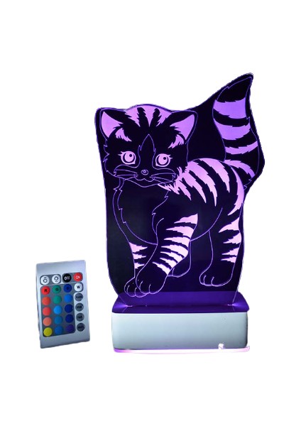 Özel Tasarım Sevimli Kedi 3D 16 Renk Dekoratif LED Lamba