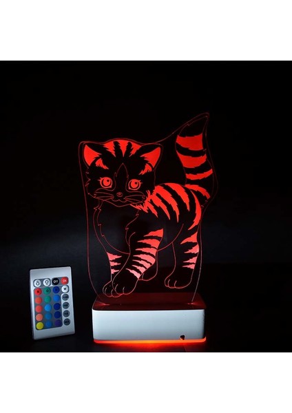 Özel Tasarım Sevimli Kedi 3D 16 Renk Dekoratif LED Lamba
