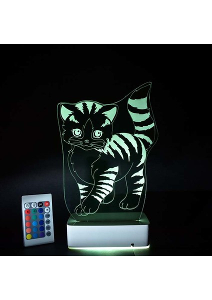Özel Tasarım Sevimli Kedi 3D 16 Renk Dekoratif LED Lamba