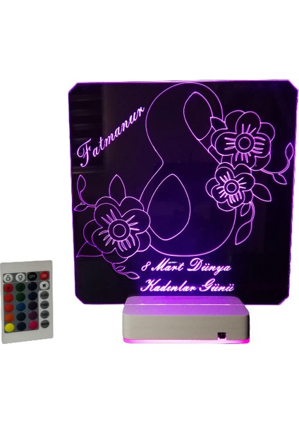 Kadınlar Günü Hediyesi Özel 3D 16 Renk Dekoratif LED Lamba