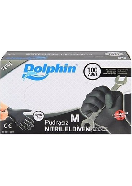 Siyah Nitril Eldiven Pudrasız Ekstra Kalın M 10 Pk x 100 'lü
