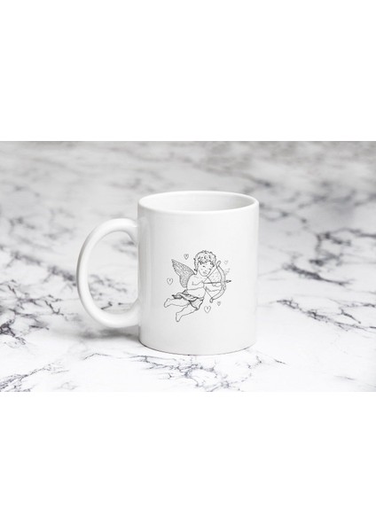 Siyah Beyaz Melek Aşk Kupa Bardak Kişiye Özel
