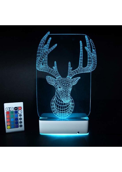 Özel Tasarım Geyik 3D 16 Renk Dekoratif LED Lamba