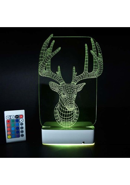 Özel Tasarım Geyik 3D 16 Renk Dekoratif LED Lamba