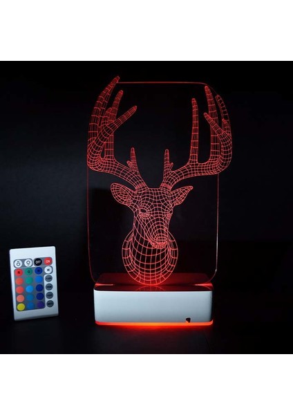 Özel Tasarım Geyik 3D 16 Renk Dekoratif LED Lamba