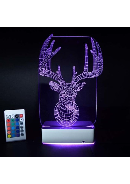 Özel Tasarım Geyik 3D 16 Renk Dekoratif LED Lamba