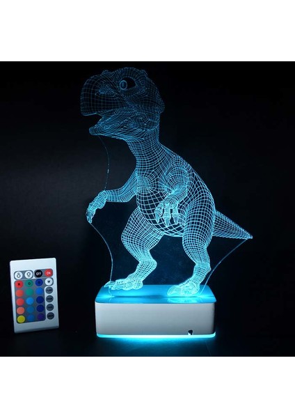 Özel Tasarım Dinazor 3D 16 Renk Dekoratif LED Lamba