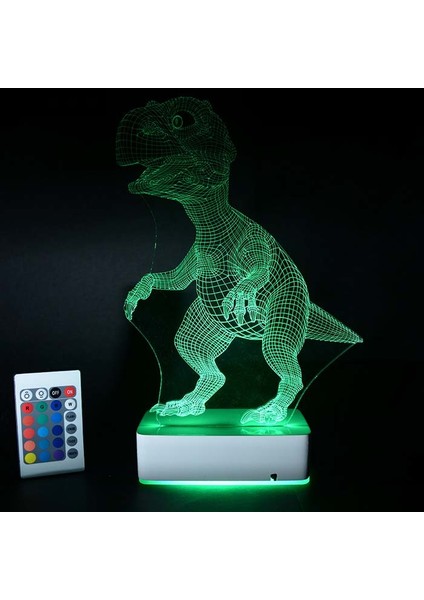 Özel Tasarım Dinazor 3D 16 Renk Dekoratif LED Lamba