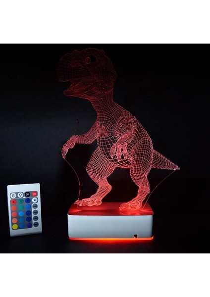 Özel Tasarım Dinazor 3D 16 Renk Dekoratif LED Lamba