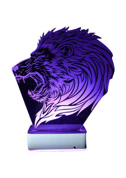 Özel Tasarım Fantastik Kızgın Aslan 3D 16 Renk Dekoratif LED Lamba