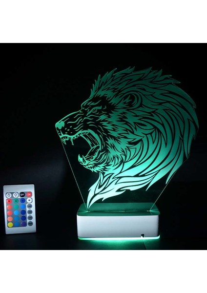 Özel Tasarım Fantastik Kızgın Aslan 3D 16 Renk Dekoratif LED Lamba modelleri